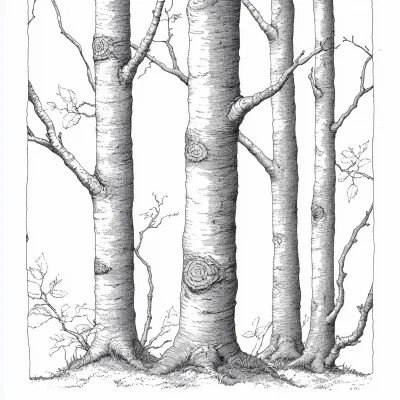 Birch Trees Illustration