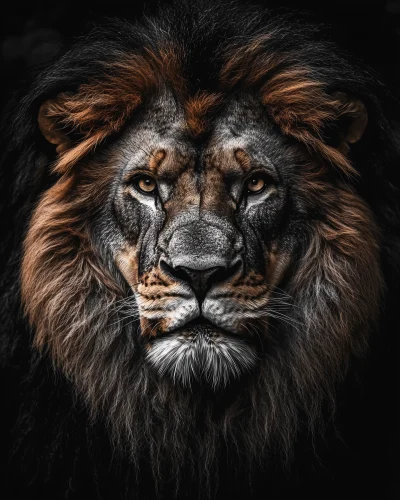 Realistic Black and White Lion