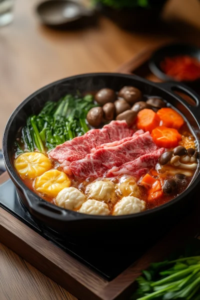 Sukiyaki Pot on Table