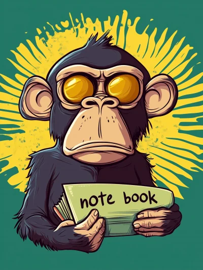 Hippie Bored Ape with Note Book