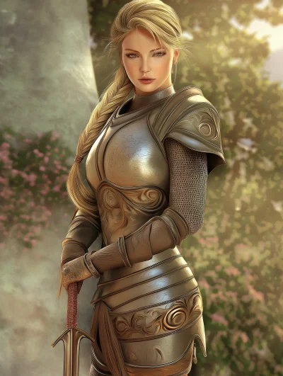 Golden-haired Female Paladin Portrait