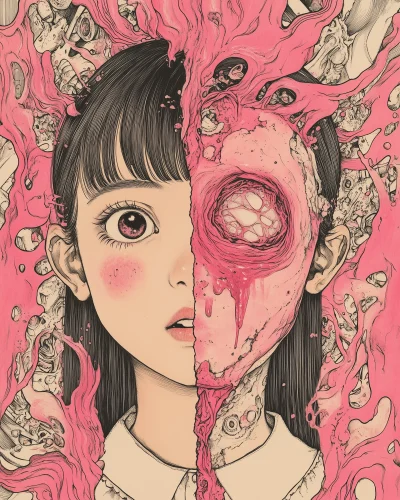 Pink Split Face Girl