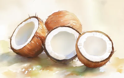 Fresh Coconut Watercolor