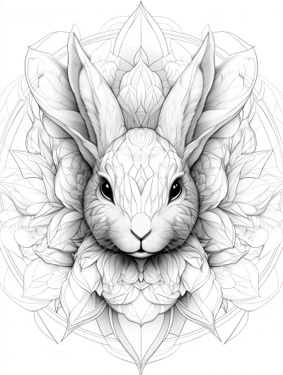 Baby Rabbits and Flowers Mandala