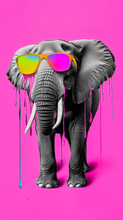 Colorful Elephant on Pink Background