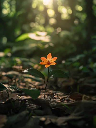 Close-up of an Orange Flower in the Jungle