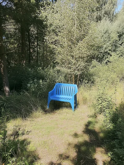 Empty Blue Plastic Bench