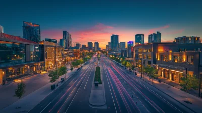 Patriotic Dusk Cityscape