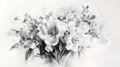 Realistic Flower Bouquet Sketch