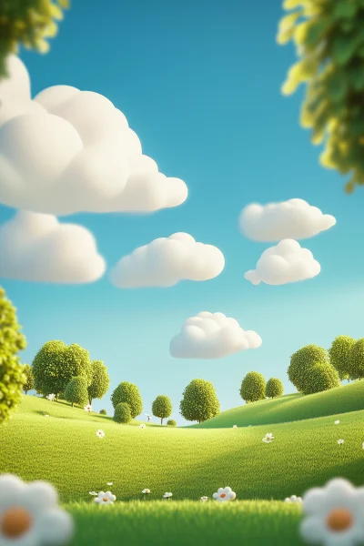 Whimsical Meadow Landscape