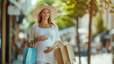 Smiling Pregnant Woman Shopping