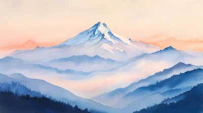 Snowy Watercolor Landscape