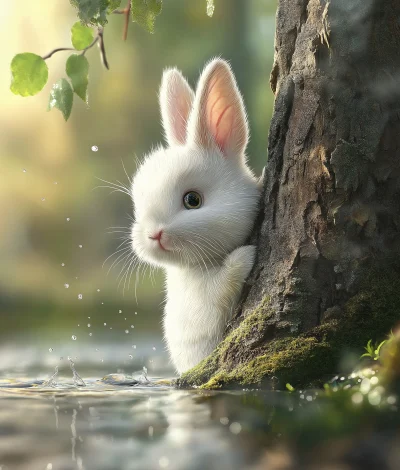 Curious Baby Rabbit