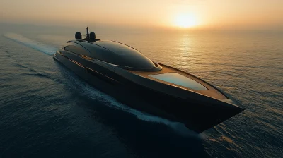 Sleek Modern Superyacht in the Ocean