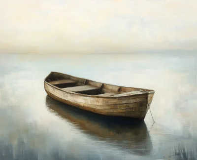 Ancient Boat Oil Painting