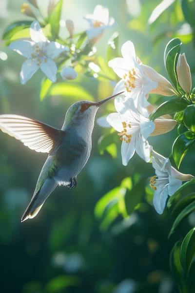 Hummingbird and Flower