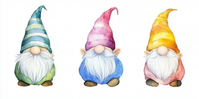 Colorful Gnome Watercolor Illustration