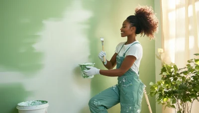 Woman Painting a Room