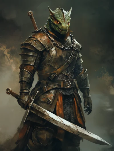 Green Dragonborn Fighter