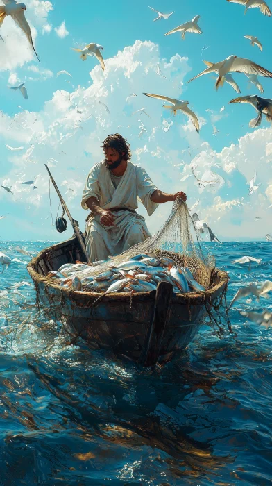 Man with a Net in a Boat