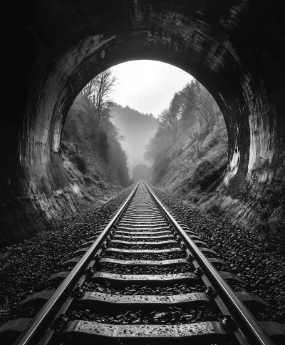 Train Track in Tunnel