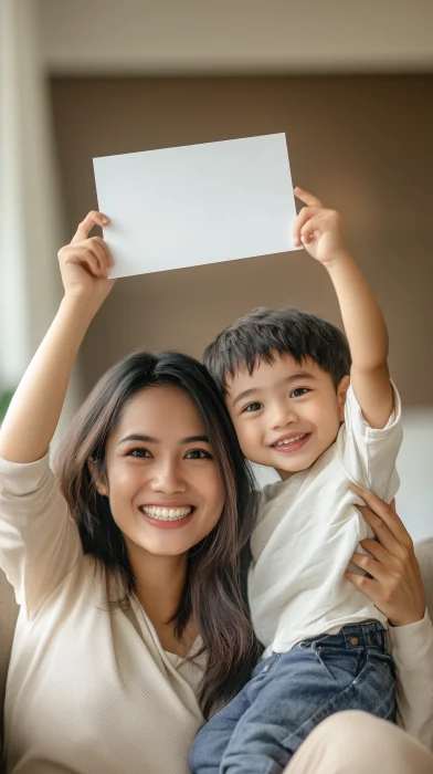 Mother and Son with Photo