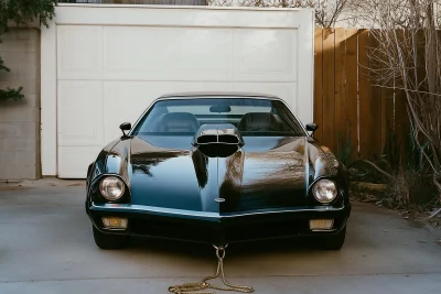 Cinematic Muscle Car in Suburbia