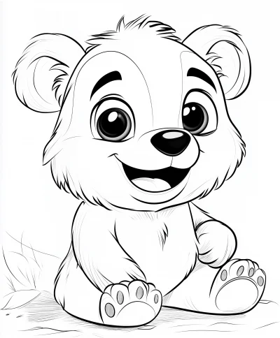 Cute Bear Character Coloring Page