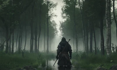 Medieval Mercenary in Swampy Forest