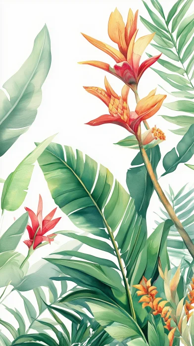 Tropical Plants Watercolor