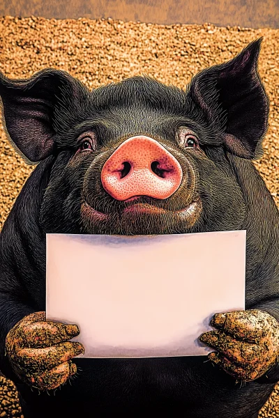 Pig with Blank Poster