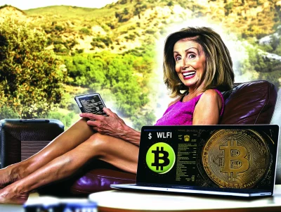 Devious Laughing Woman in Crypto Hellscape