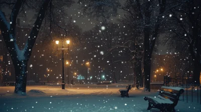 Winter Night in the City Park