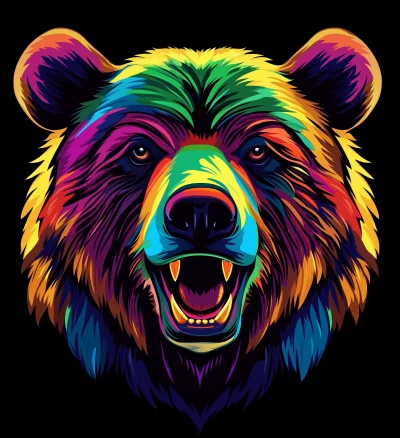 Colorful Rainbow Grizzly Bear