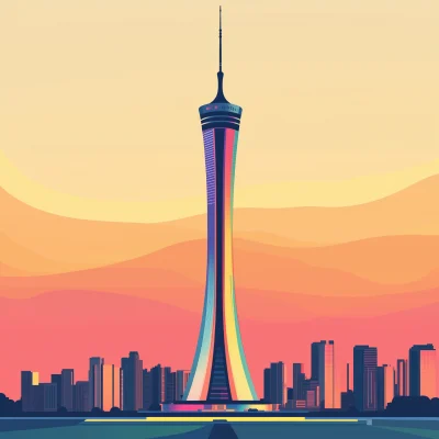 Abstract Illustration of GuangZhou Canton Tower