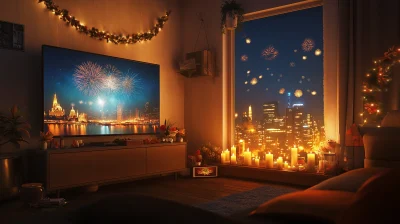 Living Room with Fireworks View