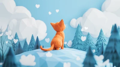 Kitten in a Minimalist Landscape