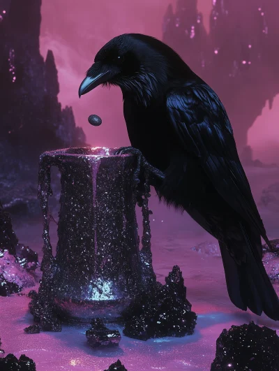 Glittering Crow and Pitcher