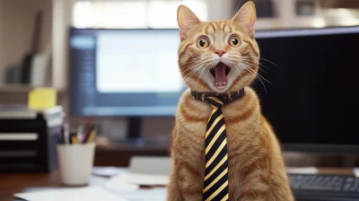 Surprised Office Cat