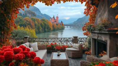 Autumn Terrace Overlooking the River