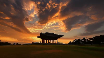 Serene Sunset Over Korean Pavilion