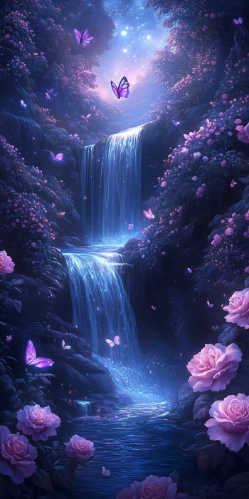 Dreamy Valley with Waterfall