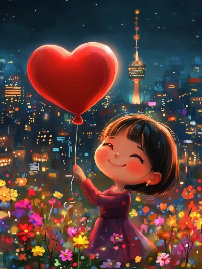 Girl with Heart Balloon