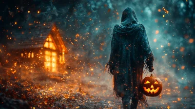 Witch with Pumpkin Lantern