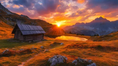 Magical Sunset Over Mountains