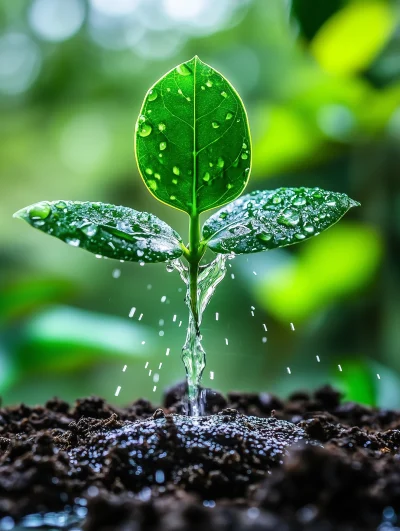 Dewy Sprout in Forest Soil