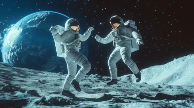 Astronauts Dancing on the Moon