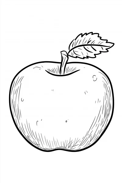 Simple Line Drawing of an Apple