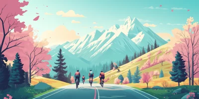 Bikers on an Alpine Road