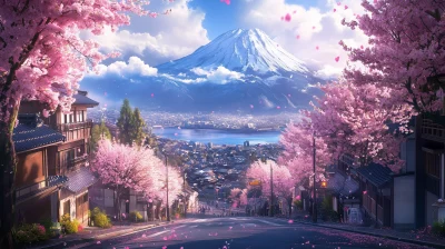 Scenic Mount Fuji with Cherry Blossoms